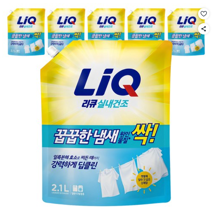 [쿠팡핫딜] 리큐 프레시 런드리향 액상세제 리필, 2.1L, 6개 (25,720원/무료)