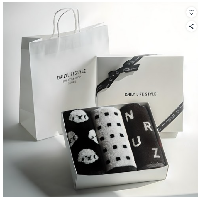 [쿠팡핫딜] 메종드코튼 푸숑 스퀘어 알파벳 타월 190g 40수 코마사 3p + 쇼핑백 선물세트 (43,200원/무료)