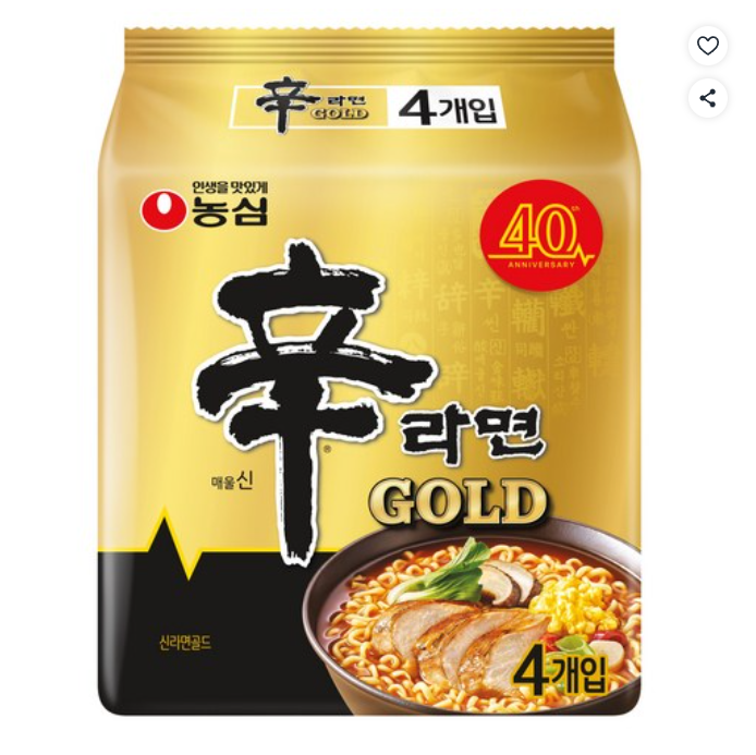 [쿠팡핫딜] 신라면 골드, 4개 (3,670원/무료)