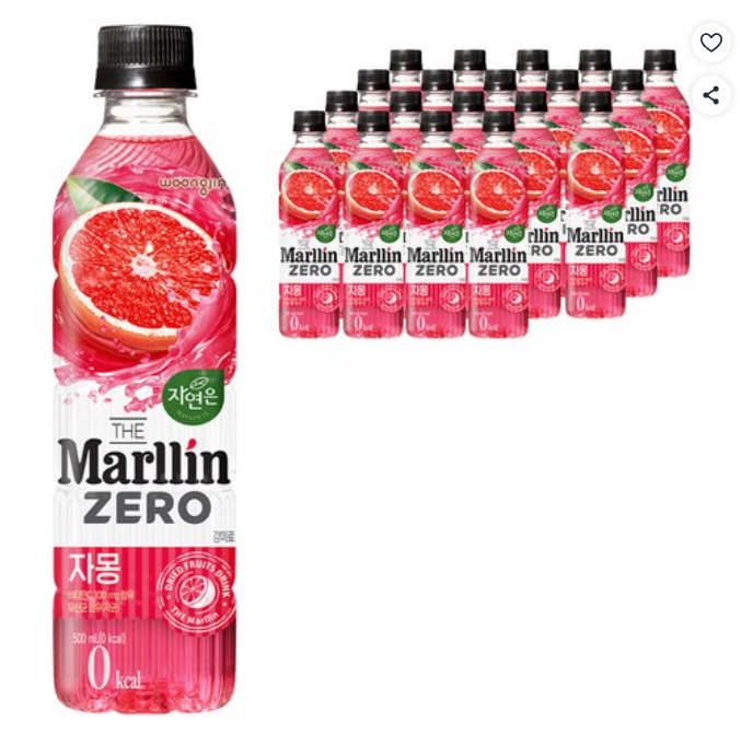 [쿠팡핫딜] 자연은 더말린 제로 자몽, 500ml, 20개 (16,900원/무료)