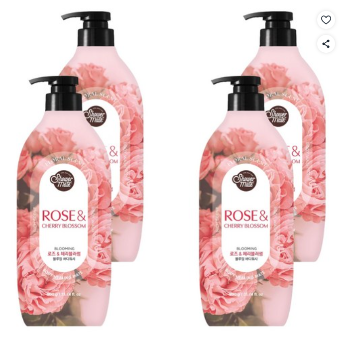 [쿠팡핫딜] 샤워메이트 블루밍 바디워시 로즈 앤 체리블러썸, 900g, 4개 (14,000원/무료)